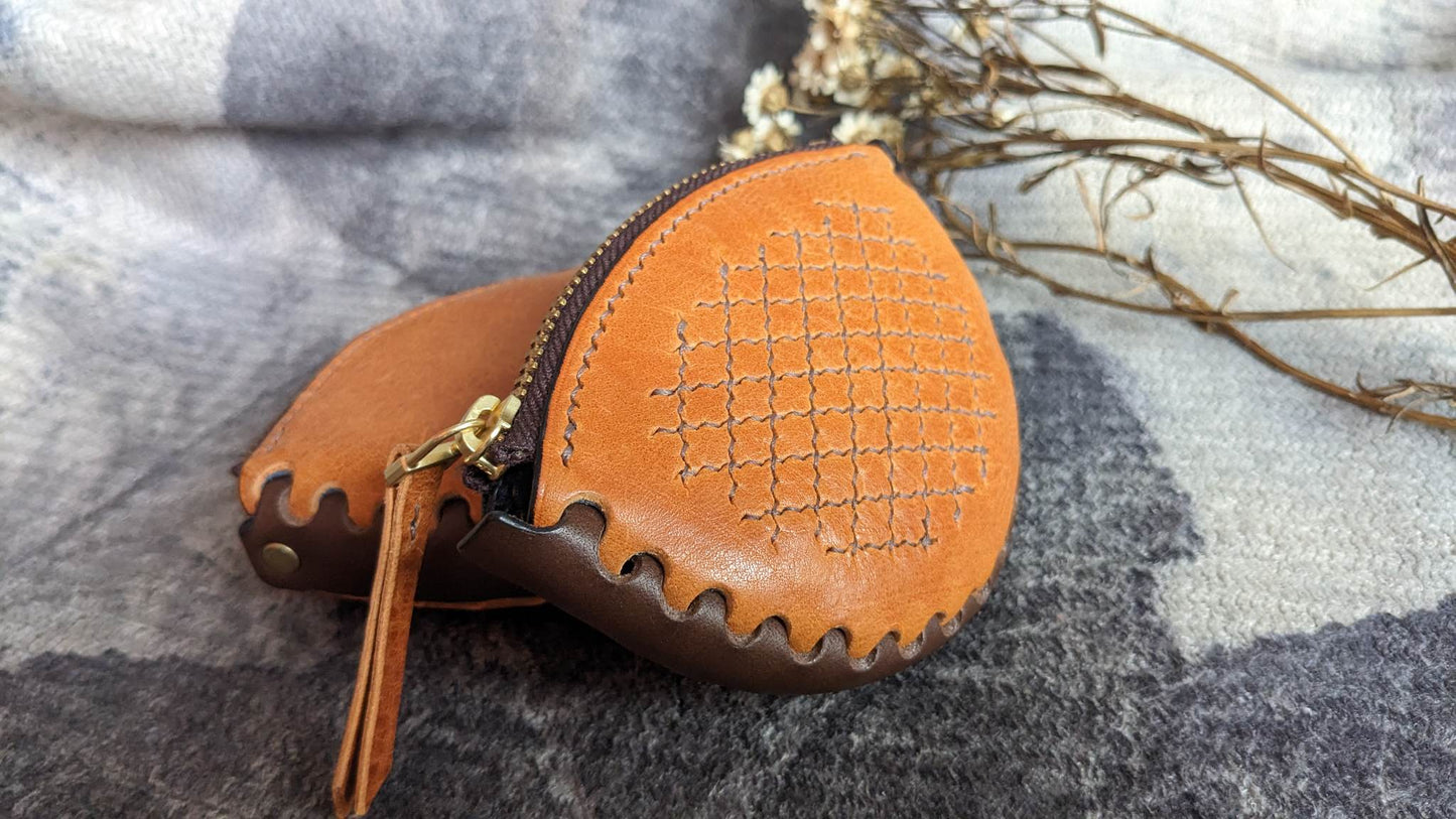 3 types Scallop zip purse PDF pattern/with tutorial/hole spacing 3.38mm/