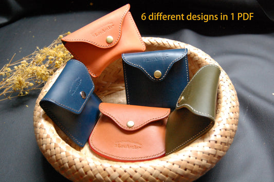 Minimalist Coin Purse PDF pattern Bundle(A4/Letter)/6 different designs/hole spacing 3.38mm