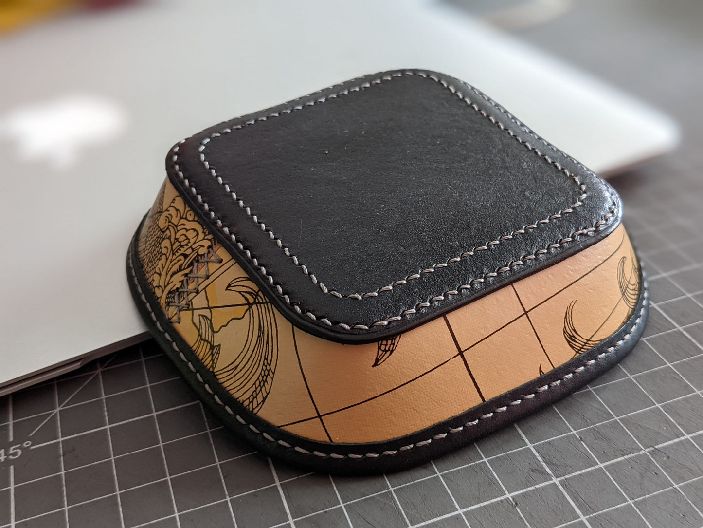 Luxury square leather tray build along PDF pattern/digital pattern/with tutorial video/with hole marks(hole spacing 3.38mm)